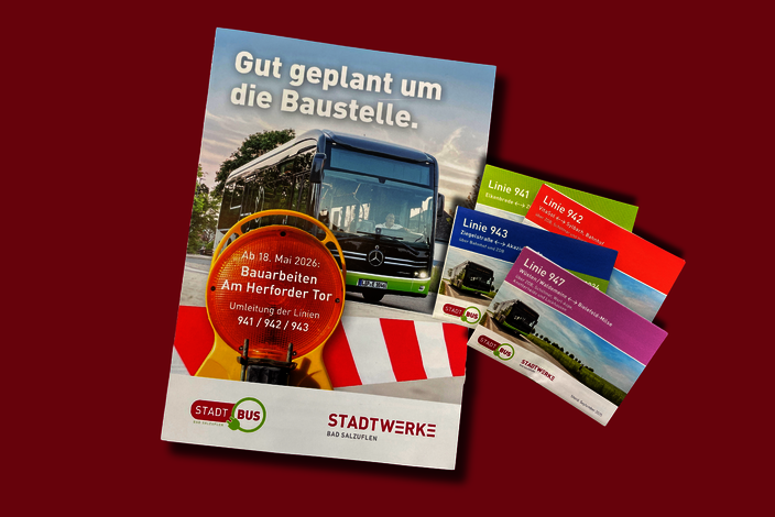 Ansicht von zwei Flyern zur Baustelle