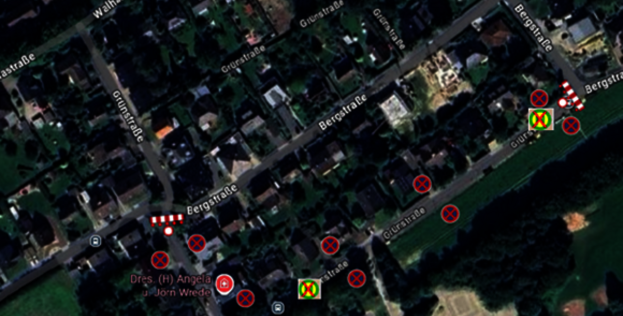 Ansichtskarte: Sperrung der Grünstraße