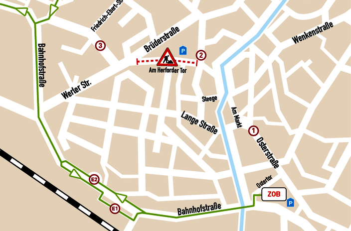 Karte mit der Umleitung der Linie 941