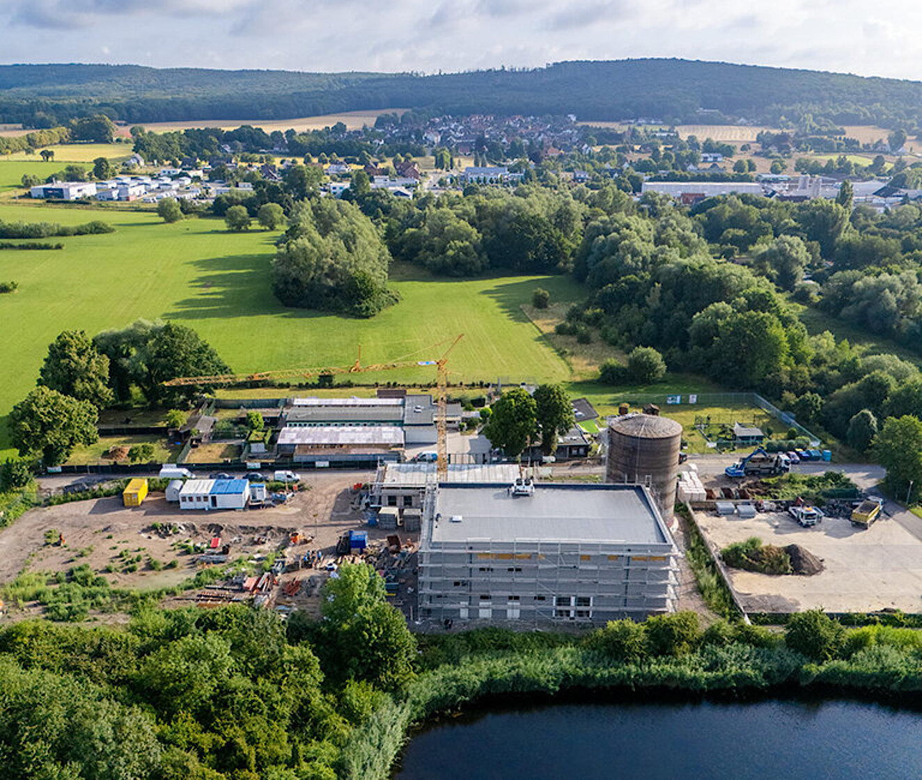 Luftbild von der Baustelle Heizkraftwerk Ziegelstraße II