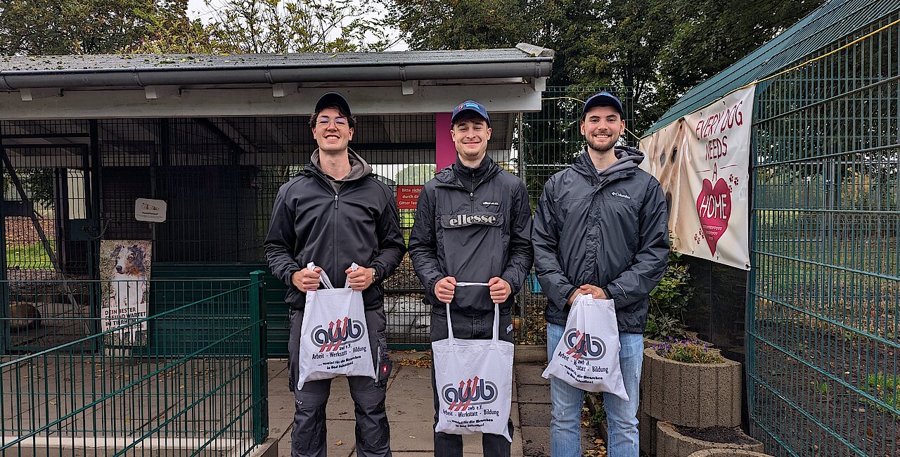 Drei Helfer beim Bad Salzufler Tierheim